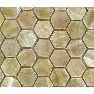   Glass Marble Series Hexagon Tumbled Mosaic Honey Onyx Ceramic Tile