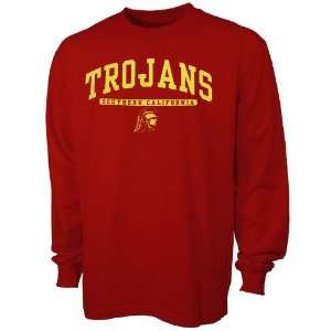  USC Trojans Cardinal Mascot Bar Long Sleeve T shirt 