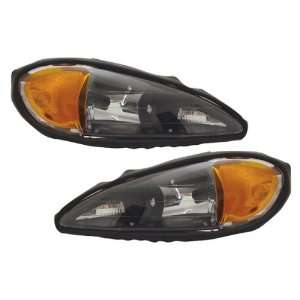  99 05 Pontiac Grand AM Black LED Halo Headlights /w Amber 