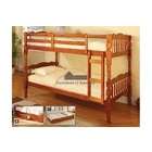   Country Style Twin over Twin Bunk Bed with a Fixed Front Access Ladder