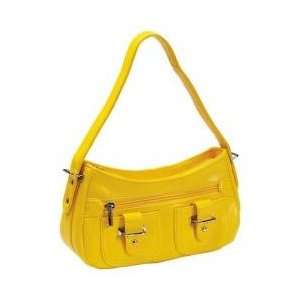  Yellow Zippered Faux Leather Purse 
