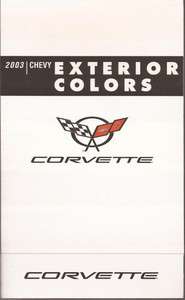 2003 03 Chevy Corvette Color Chart Pamphlet Brochure  