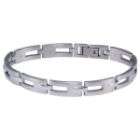Mens Polished Stainless Steel Open Link Bracelet with Matte Finish