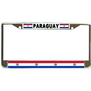  Paraguay Paraguayan Flag Chrome Metal License Plate Frame 