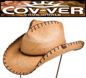 Cov ver Rope Raffia Straw Shapeable Western Cowboy Hat  