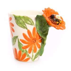  Bee & Flowers 3D Ceramic Mug
