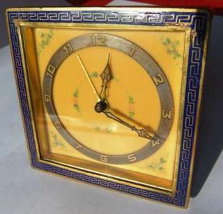   gold plated enamelled alarm table desk clock Russian market  