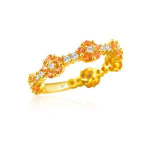  14K Yellow Gold Diamond and Yellow Sapphire Band Size 7 Jewelry