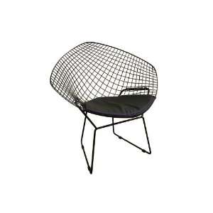 Bertoia Style Black Diamond Wire Chair 