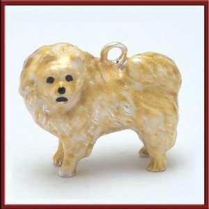    MiniPets Sterling Silver Enameled Pomeranian Dog Charm Jewelry
