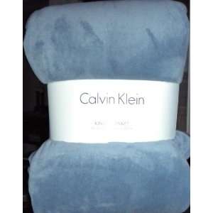  Calvin Klein Plush KING Size Blanket Marine (Light Blue 