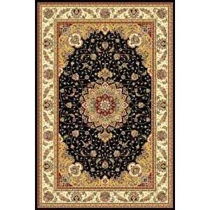   Black and Ivory Traditional 79 x 109 Area Rug