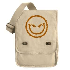    Messenger Field Bag Khaki Smiley Face Smirk 