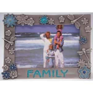 6×4 Family Flowers & Dragonflies   Blue Epoxy Accents 