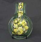 layer green art glass vase gold leaf wall pocket signed returns 
