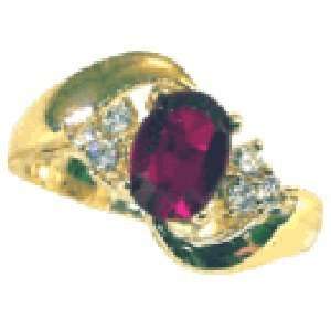 764 Ladies Ring Simulated Ruby 18 Kt Gold Electroplate (Available In 