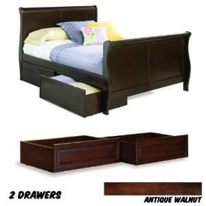   Bed Drawers (Antique Walnut) (43.25H x 41.375W x 83.5D) Home