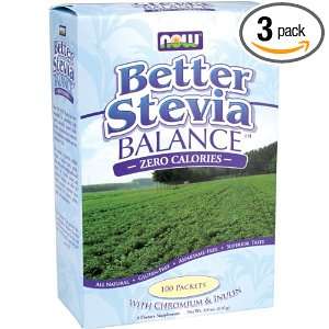 NOW Foods Stevia Balance Packets, 100 Count Boxes (Pack of 3)  