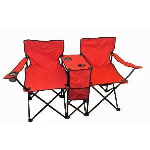  Hiland Double Folding Chair with Center Storage  Red 