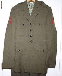 USMC US Marine Dress Green Uniform Tunic Coat Jacket 36R and Pants 32R 
