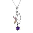   Products, inc 14K. White Gold Butterfly Necklace with Purple Amethysts