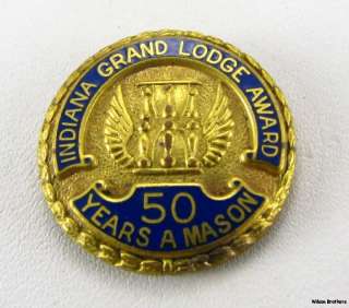   50 Year Member Grand Lodge Indiana Award Winged Hourglass Lapel Pin