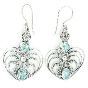   Coeur Deesse Bleue earrings Organic / Silver Jewelry of Bali Jewelry