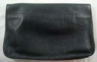   Burlington Black Leather Large Satchel Envelope Clutch Purse  