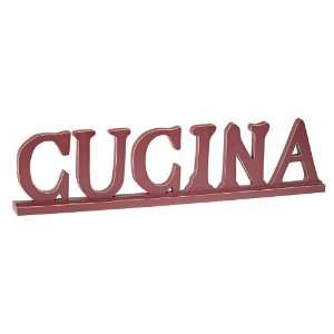  Vintage Distressed Red Wooden Cucina Sign