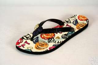 COACH Kasey Poppy Scribble Flip Flops Thongs Womens Shoes New A8682 
