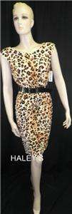 New Marvin Richards Leopard Print Brown Black Belted Dress Misses Size 