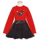 Gigi Toddler Girls Black Red Christmas Tree Tutu Skirt Outfit Set 4T