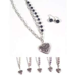 Ladies Chain Necklace Set W/Pearls Pendant Case Pack 12