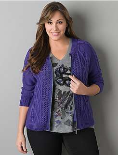 Plus size Zip front sweater jacket by DKNY JEANS  Lane Bryant