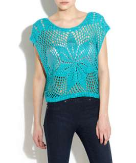 Turquoise (Blue) Turquoise Crochet Cropped Top  244574748  New Look