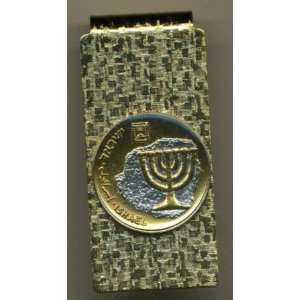  24k Gold on Sterling Silver World Coin Hinged Money Clip   Israel 