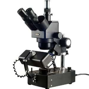 10X 40X Jewelry Gem Trinocular Stereo Microscope with Three Lights 