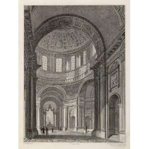  1831 Dome Invalides Church Interior Paris Engraving 