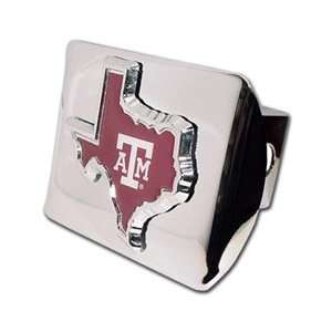 Texas A&M University Aggies (TX shape with color) Chrome Trailer Hitch 