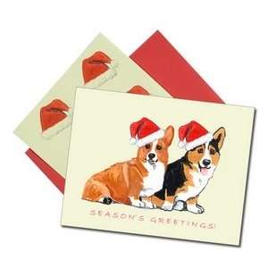  Santa Pair or Corgis Christmas Cards