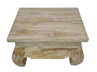 Opiumtisch Weiß White Wash Tisch Massiv Holz Hocker  