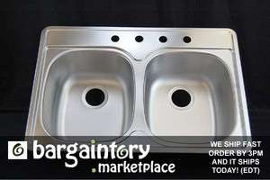 New Franke Double Bowl Kitchen Sink Stainless Rear Drain  