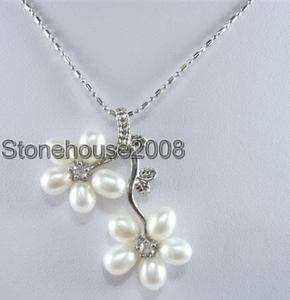 white freshwater pearl rhinestone pendant necklace 17  