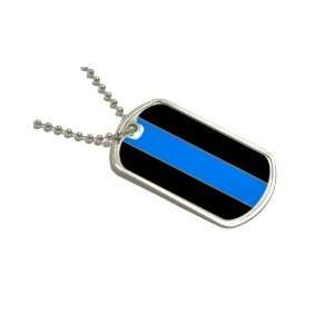  Thin Blue Line Police   Military Dog Tag Keychain 