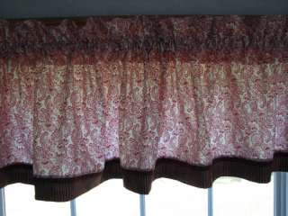 Red Floral Civil War Era Fabric Reproduction Toile Valance 17 x 81 
