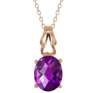   60 Ct Checkerboard Purple Amethyst 14k Rose Gold Pendant Jewelry