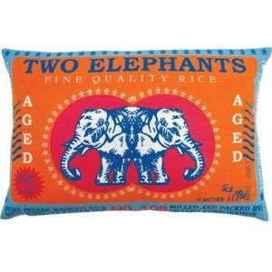  Rice 13 x 20 Pillow with Two Elephants Print