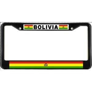 Bolivia Bolivian Flag Black License Plate Frame Metal Holder