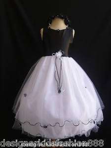 RT Black Flower girl bridal pageant dresses 2 4 6 8 10 12  