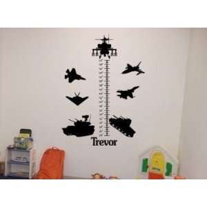 Growth chart personalized vinyl wall decal  Big 40 X 54 inch military 